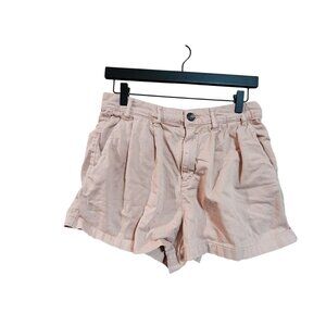 Free People Pink Pleated High-Waisted Shorts Womens Size 6 Cotton Blend